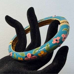 Joan Rivers Enamel Hinged Bangle Bracelet Vintage 1990s
